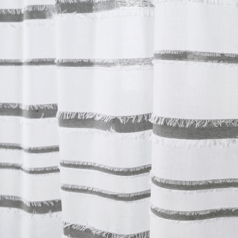 Stripe Clip Jacquard Shower Curtain White/Gray 72X72