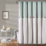 Linen Button Shower Curtain Blush/White 72X72