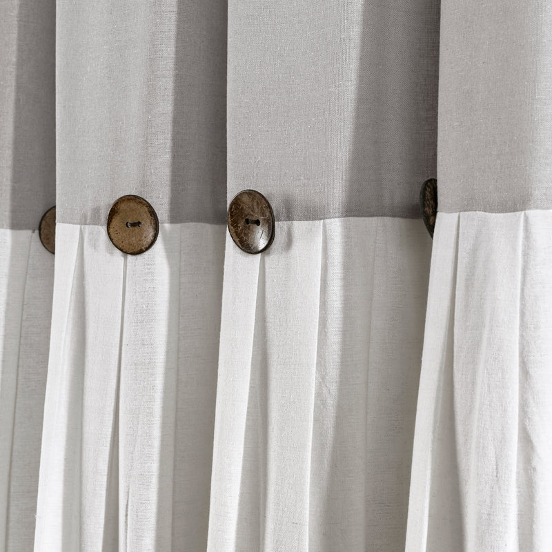 Linen Button Window Curtain Panels Single Gray/White 40X84