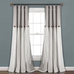 Linen Button Window Curtain Panels Single Gray/White 40X84