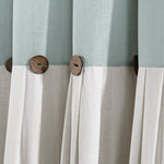 Linen Button Window Curtain Panels Single Blue/White 40X84
