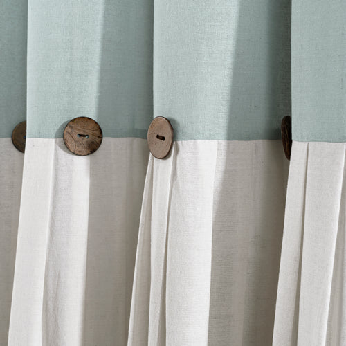Linen Button Window Curtain Panels Single Dark Gray/White 40X84