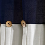 Linen Button Window Curtain Panels Single Navy/White 40X84