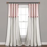 Linen Button Window Curtain Panels Single Blush/White 40X84