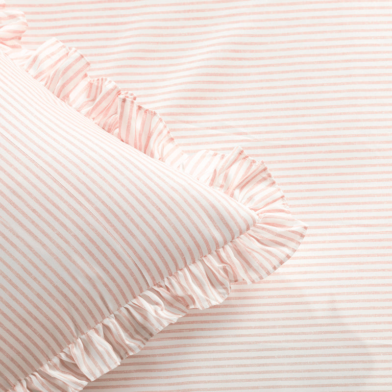Ticking Stripe Bedspread Blush 3Pc Set Queen