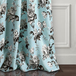Tania Floral Room Darkening Window Curtain Panels Blue/Gray 52X95 Set