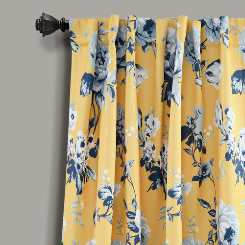 Tania Floral Room Darkening Window Curtain Panels Yellow/Blue 52X108 Set