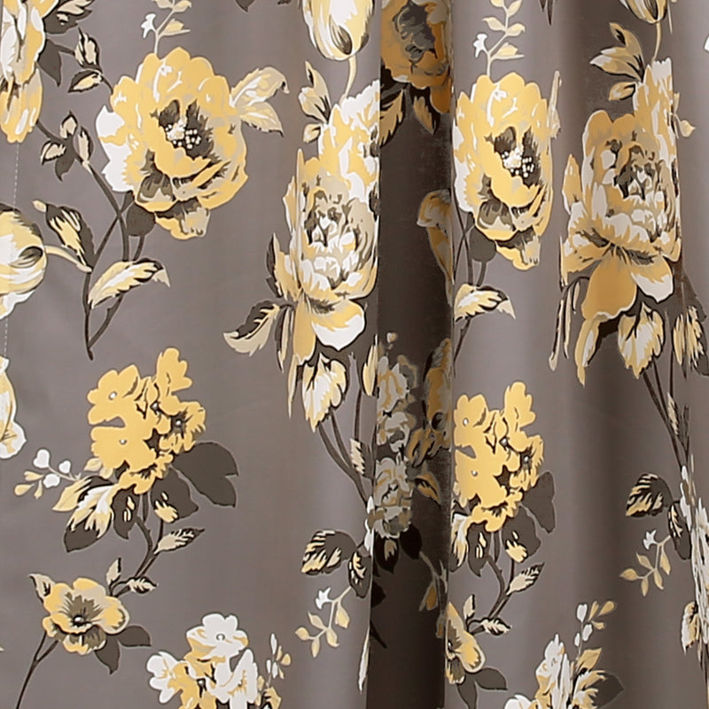 Tania Floral Room Darkening Window Curtain Panels Gray/Yellow 52X108 Set