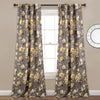 Tania Floral Room Darkening Window Curtain Panels Gray/Yellow 52X108 Set