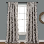 Ruffle Diamond Window Curtain Ivory Set 54x84