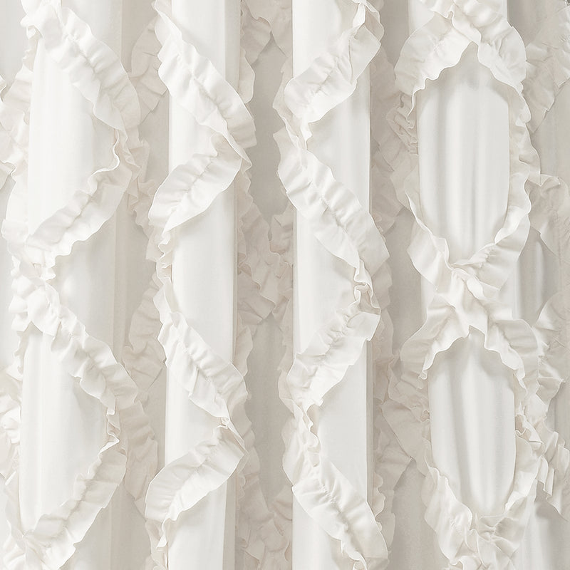 Ruffle Diamond Window Curtain Panels White 54X95 Set