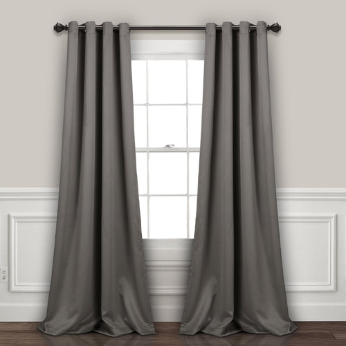 Lush D�cor Insulated Grommet Blackout Window Curtain Panels Dark Gray Set 52X120