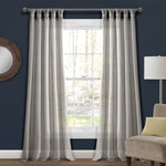 Burlap Knotted Tab Top Window Curtain Panels Light Gray Pair 45X84 Set