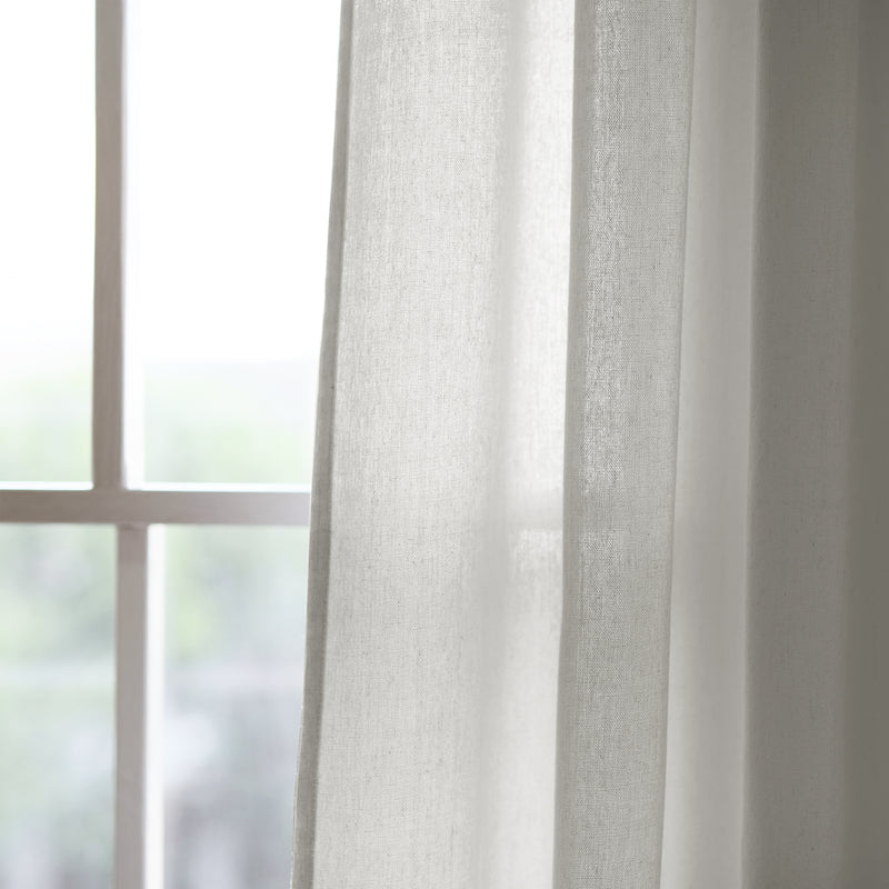 Burlap Knotted Tab Top Window Curtain Panels Light Gray Pair 45X95 Set