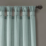 Burlap Knotted Tab Top Window Curtain Panels Blue Pair 45X95 Set