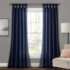 Burlap Knotted Tab Top Window Curtain Panels Navy Pair 45X84 Set