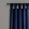 Burlap Knotted Tab Top Window Curtain Panels Navy Pair 45X95 Set