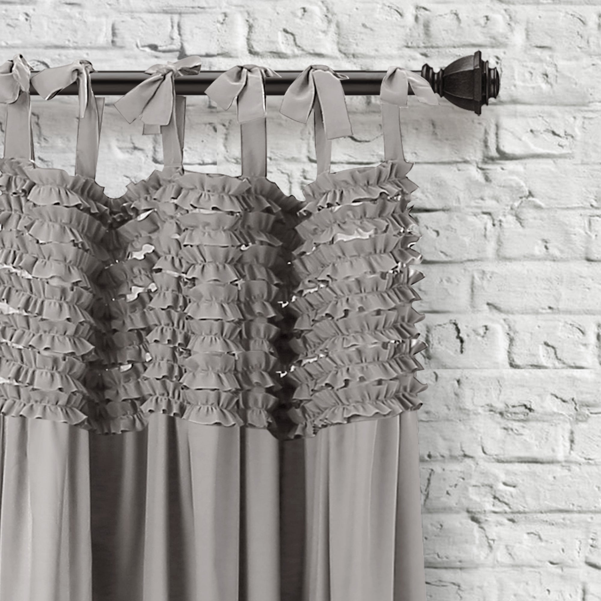 Lydia Ruffle Window Curtain Panels Gray 40X95 Set – Rustic Tuesday