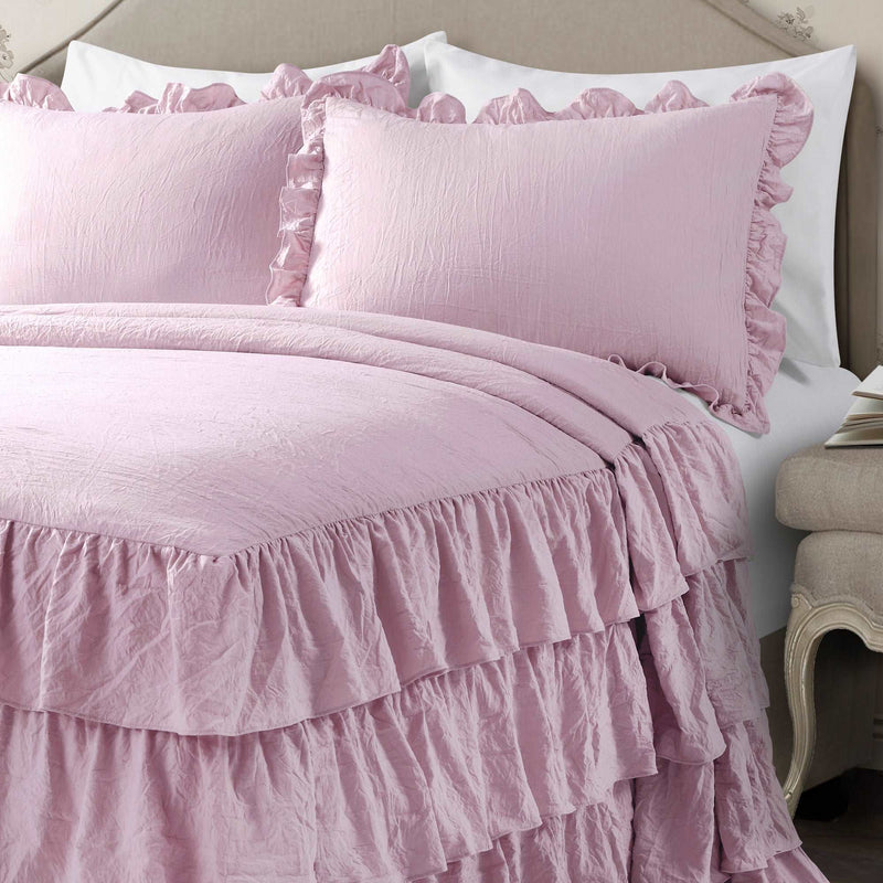 Allison Ruffle Skirt Bedspread Purple 3Pc Set Full