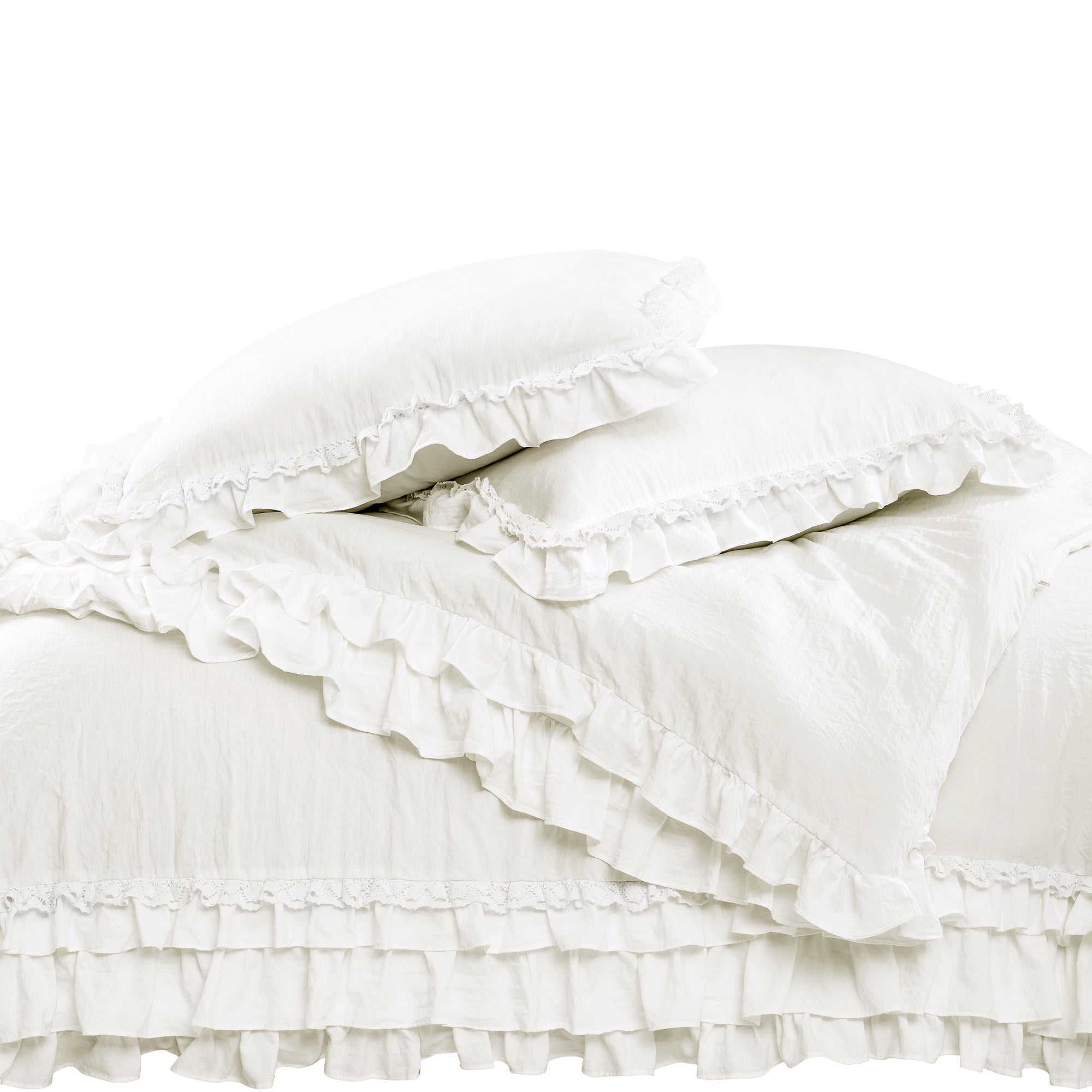 Reyna Ruffle Sheet Set White 6Pc Queen – Rustic Tuesday