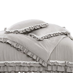 Ella Shabby Chic Ruffle Lace Comforter Light Gray 3Pc Set Full/Queen