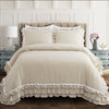 Ella Shabby Chic Ruffle Lace Comforter Neutral 3Pc Set Full/Queen