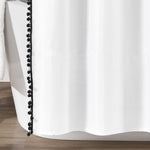 Pom Pom Shower Curtain Black Single 72X72