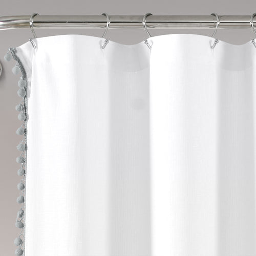 Pom Pom Shower Curtain Gray Single 72X72