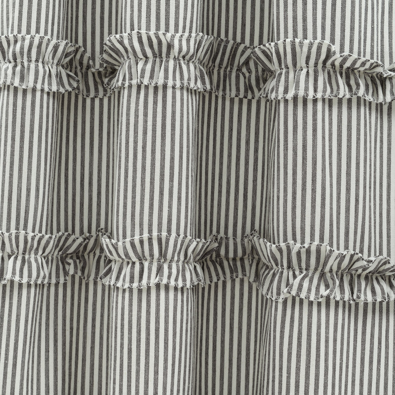 Vintage Stripe Yarn Dyed Cotton Window Curtain Panels Gray 40X95 Set
