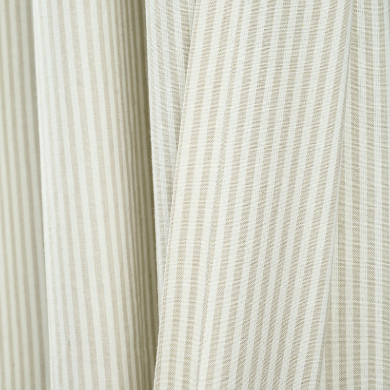 Vintage Stripe Yarn Dyed Cotton Window Curtain Panels Neutral 40X84 Set