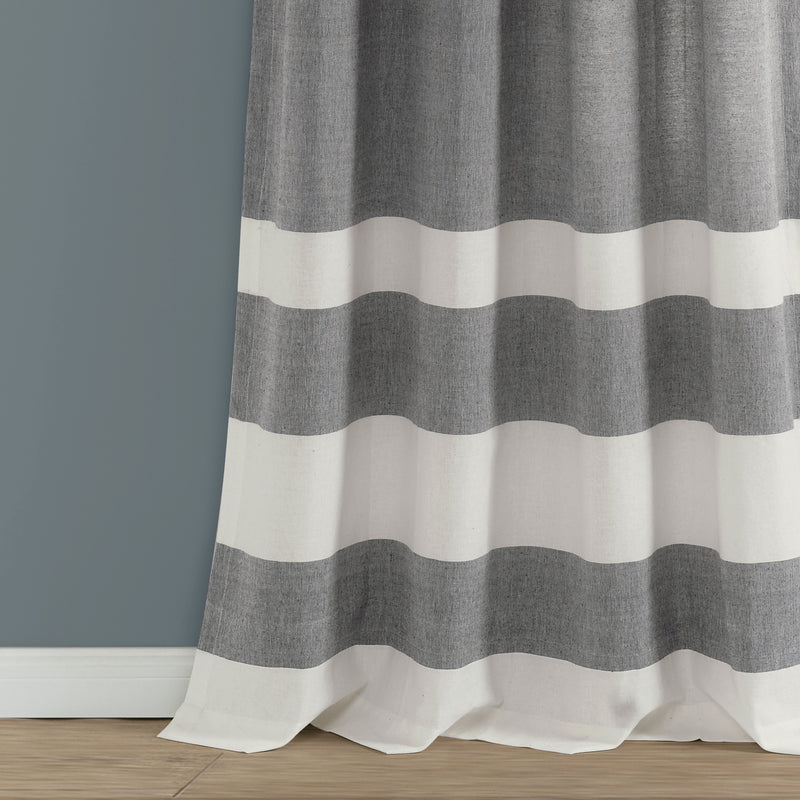 Cape Cod Stripe Yarn Dyed Cotton Window Curtain Panels Gray 40X84 Set
