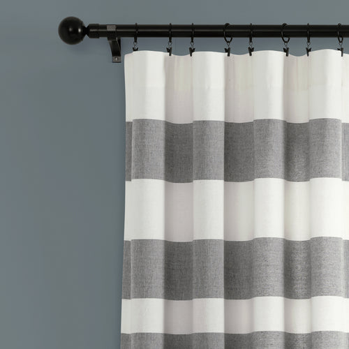 Cape Cod Stripe Yarn Dyed Cotton Window Curtain Panels Gray 40X95 Set