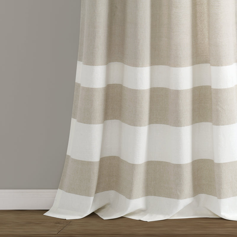 Cape Cod Stripe Yarn Dyed Cotton Window Curtain Panels Taupe 40X95 Set