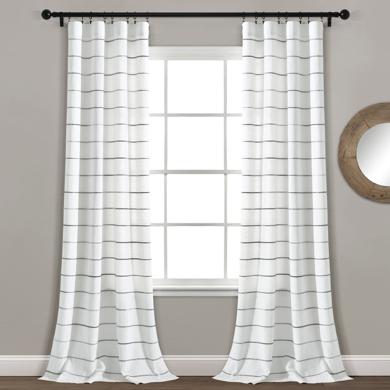 Ombre Stripe Yarn Dyed Cotton Window Curtain Panels Gray/Multi 40X84 Set