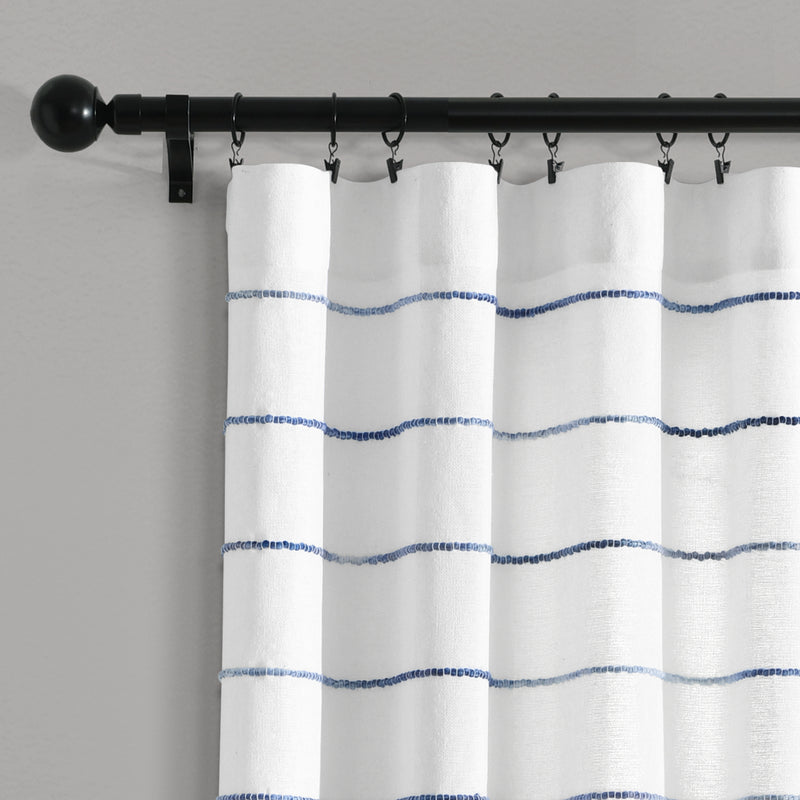 Ombre Stripe Yarn Dyed Cotton Window Curtain Panels Navy/Multi 40X84 Set