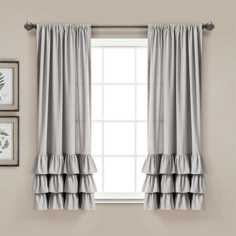 Allison Ruffle Window Curtain Panels Light Gray 40X63 Set
