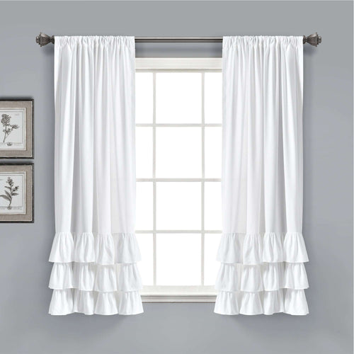 Allison Ruffle Window Curtain Panels White 40X63 Set