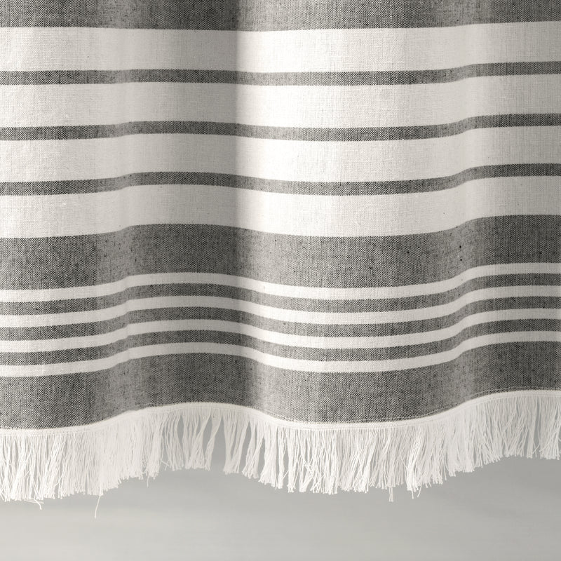 Nantucket Yarn Dyed Cotton Tassel Fringe Shower Curtain Gray Single 72x72