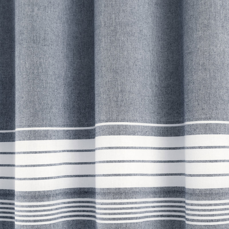Nantucket Yarn Dyed Cotton Tassel Fringe Shower Curtain Navy Single 72x72