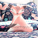 Pixie Fox Quilt Navy/Pink 4Pc Set Full/Queen