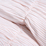 Ruching Ticking Stripe Comforter Blush 3Pcs Set King