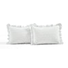 French Country Geo Ruffle Skirt Bedspread White 3Pc Set King