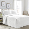 French Country Geo Ruffle Skirt Bedspread White 3Pc Set King