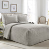 French Country Geo Ruffle Skirt Bedspread Light Gray 3Pc Set Queen