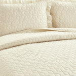 French Country Geo Ruffle Skirt Bedspread Ivory 3Pc Set King