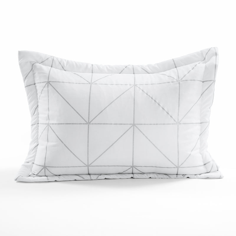 Trio Geo Metallic Print Comforter White/Silver 4Pc Set Twin XL