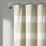 Tucker Stripe Yarn Dyed Cotton Knotted Tassel Shower Curtain Taupe Single 72X72