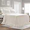 Ella Shabby Chic Ruffle Lace Bedspread White 3Pc Set King