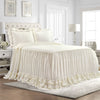 Ella Shabby Chic Ruffle Lace Bedspread Ivory 3Pc Set Queen