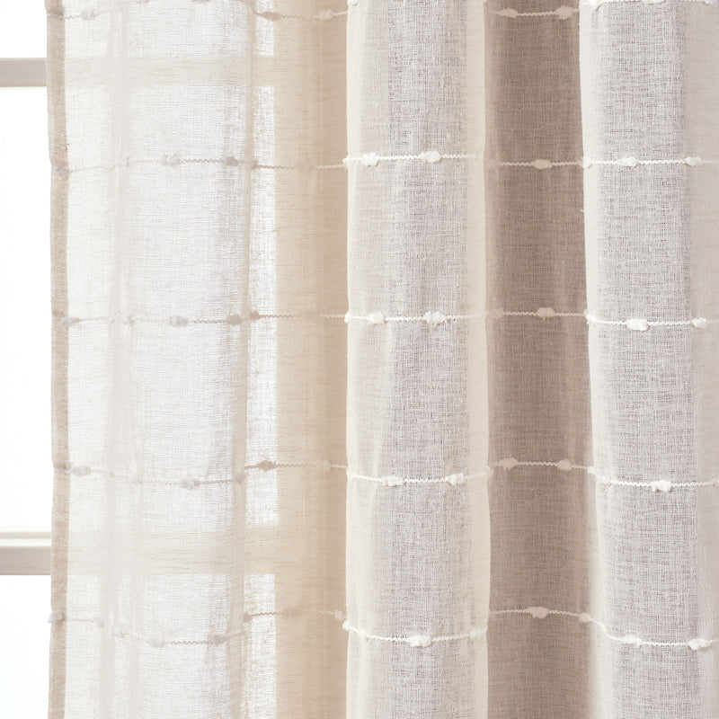 Farmhouse Textured Grommet Sheer Window Curtain Panels Beige 38X84 Set
